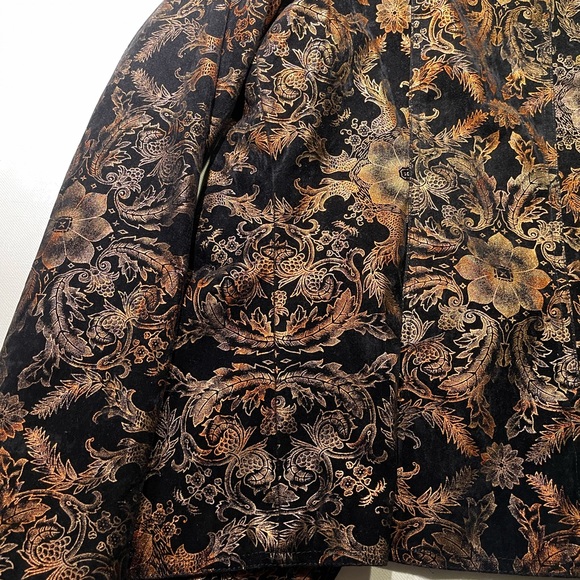 Flashy Retro 80s Style Printed Black Blazer Faux Brocade Blazer Jacket - Picture 5 of 10